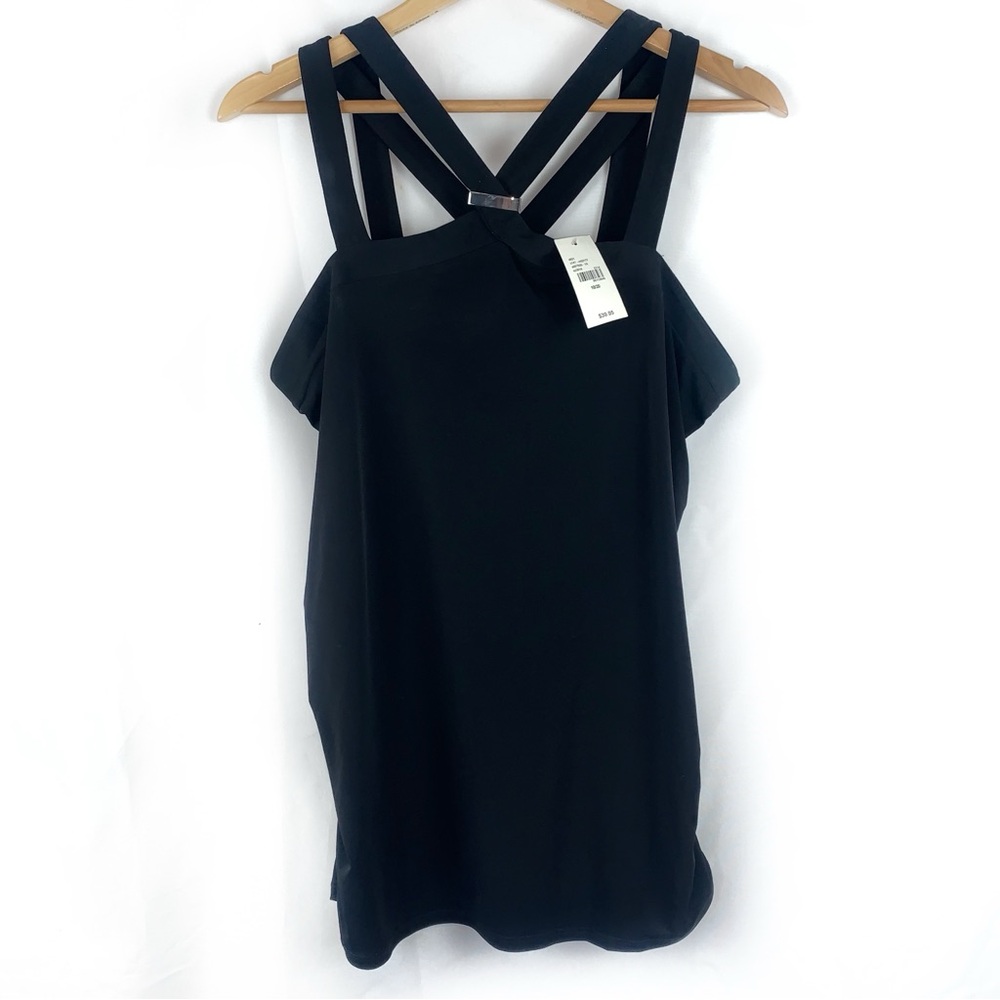 NWT Lane Bryant Black Strappy Tank Ruched Sides 18/20
